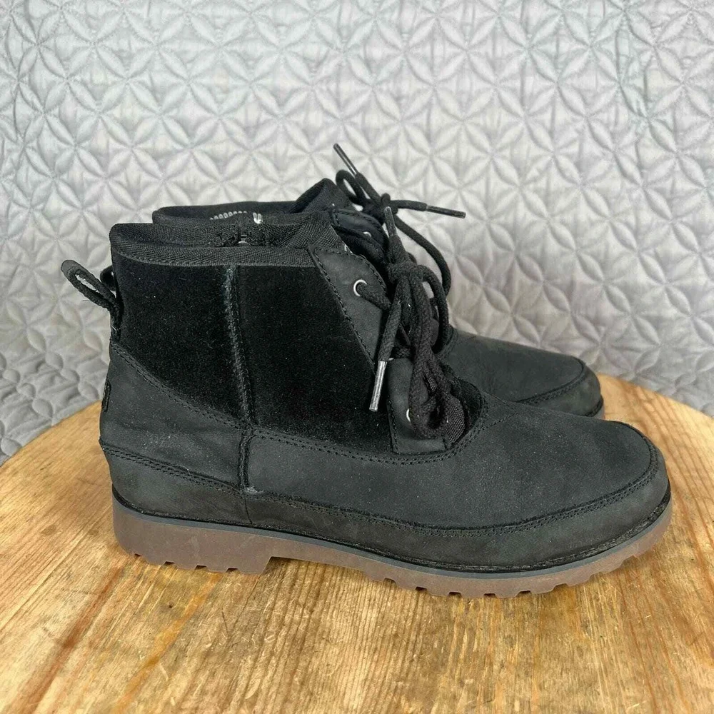 UGG Boots Youth 6 Bradley Ankle Black Water Resistant Suede Leather Shoes